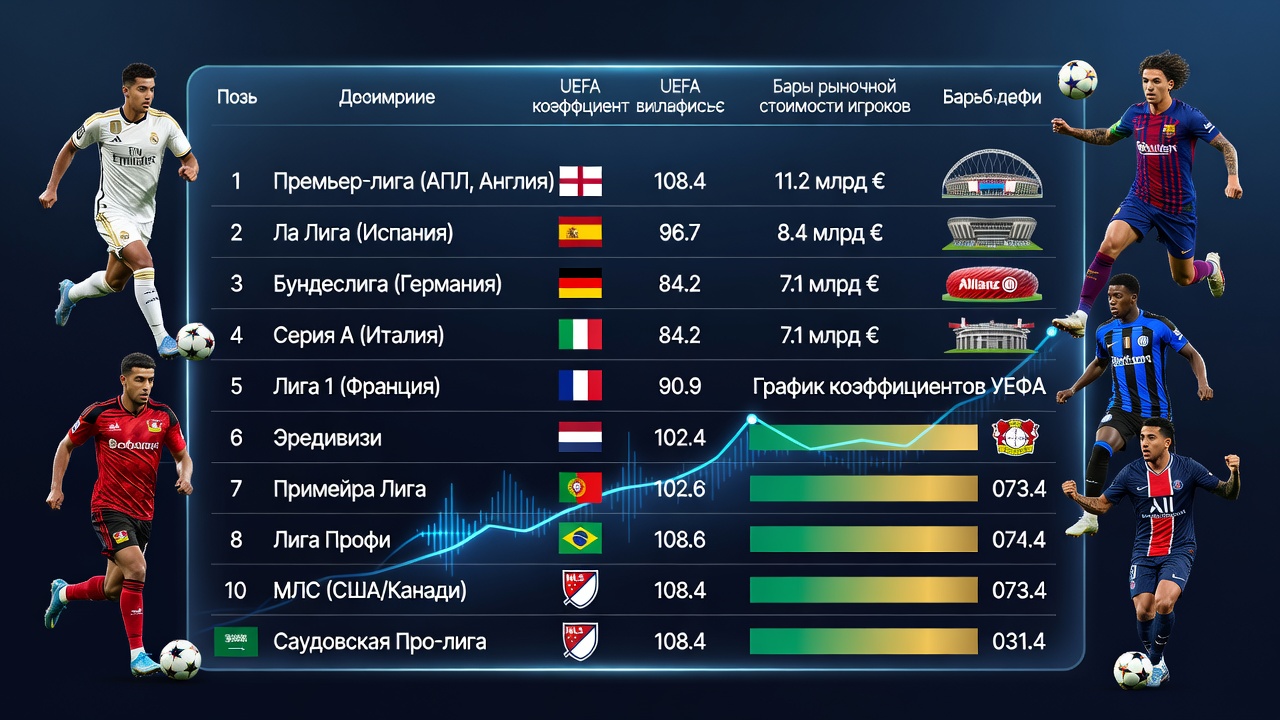 Самая сильная лига в футболе 2026: актуальный рейтинг лиг мира